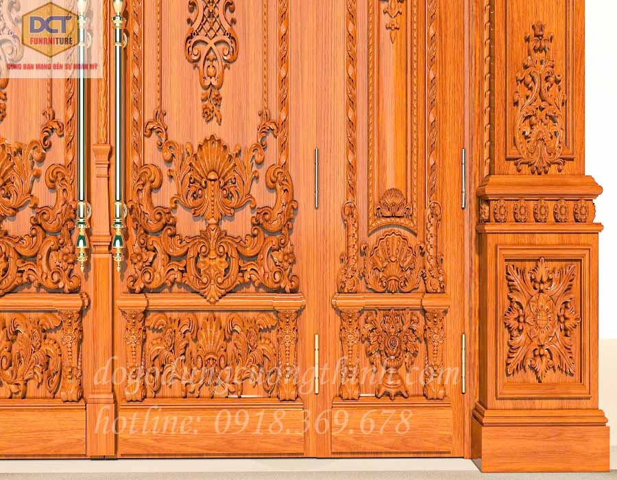 Bộ cửa cổ điển 4 cánh cao cấp